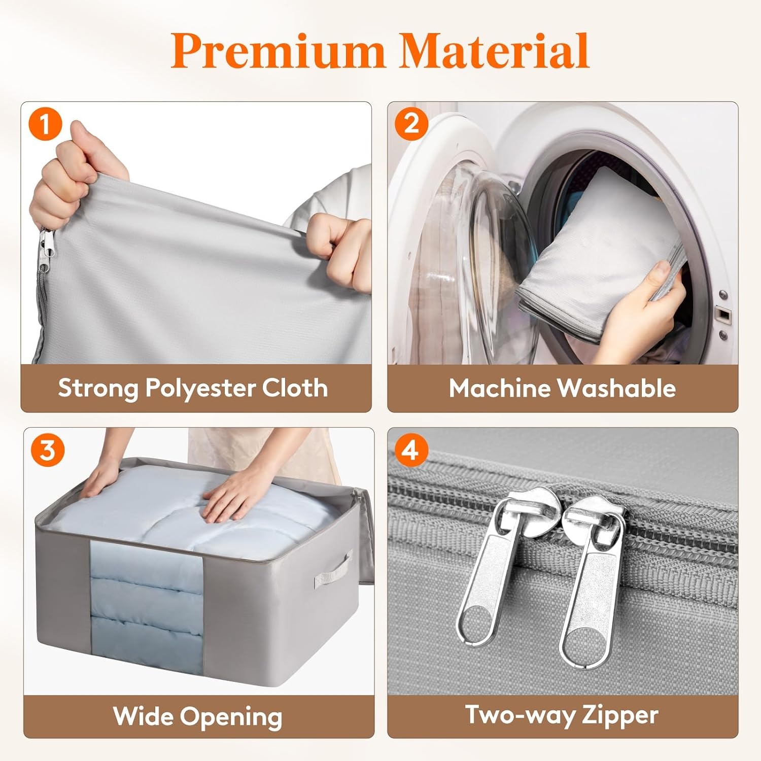 image:imageLifewit 4 Pack Comforter Storage Bags Folable Blanket Storage Fabric Clothes Organizer Storage Containers with Zippers for KingQueen Comforters Pillows Blankets Bedding Quilt Duvet 60L
