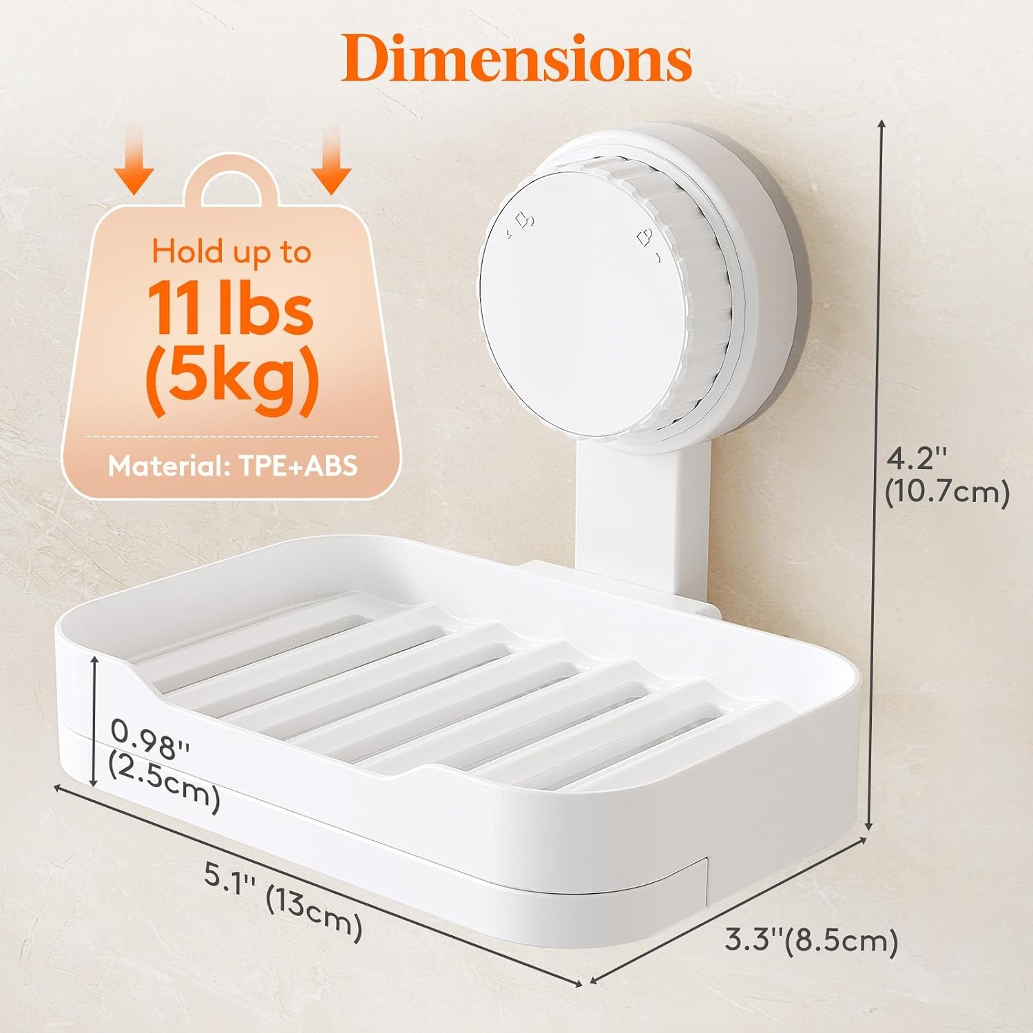 image:imageLifewit Suction Cup Soap Dish for Shower 1 Pack Drainable Soap Holder for Bathroom Kitchen Wall NODrilling Removable Bar Soap Sponge Rack for Glass Window Strong Vacuum Suction AntiDrop White