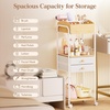 Lifewit Floor Makeup Organizer Storage Cart with Drawers and Wheels, Skincare Cosmetics Organizers with Removable Top Tray, Vanity Organizer for Nail Polish Perfume Makeup Brush, Ideal Gift, White