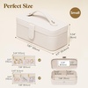 Lifewit Travel Jewelry Case with Mirror and Handle, Jewelry Box with 4 Pcs Jewelry Organizer Zipper Pocket for Earrings/Rings/Necklaces, Portable Mini Jewelry Storage, Gift for Women Girls, Cream