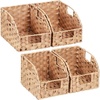 Lifewit Handwoven PP Wicker Storage Basket, Waterproof Imitation Rattan Basket with Built-in Handles, Trapezoid Baskets for Organizing Shelves, Pantry, Burlywood, 4-Pack