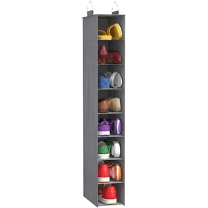 Lifewit 8 Tier Shoe Hanging Organizer for Closet, Folding Fabric Shoes Storage with Two Sturdy Hangers, Hanging Shoe Organizers for Shelves, Wardrode, Dorm, 11.8″ L X 5.9″ W X 41.3″ H, Gray